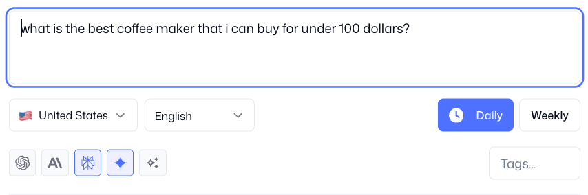 Prompt tracking configuration interface